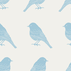 Vintage pattern with little blue birds