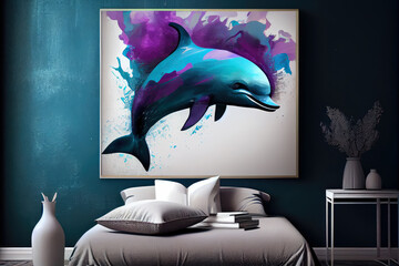 Beautiful dolphin in purple til tones