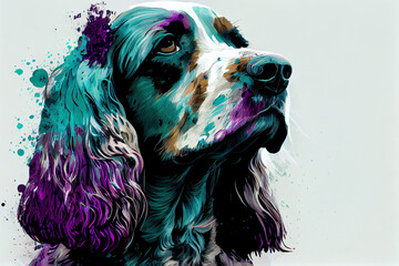 Beautiful dog in purple til tones