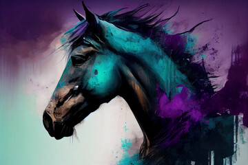 Obraz na płótnie Canvas Beautiful horse in purple til tones