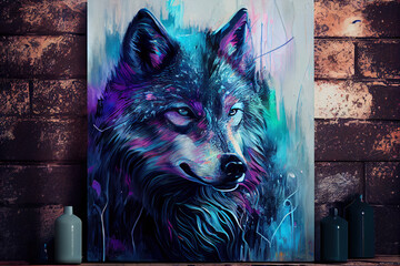 Beautiful wolf in purple til tones