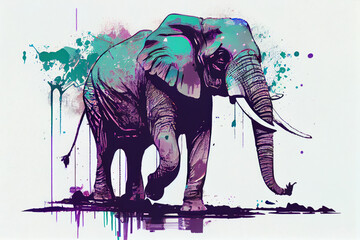 Beautiful elephant in purple til tones