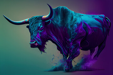 Beautiful bull in purple til tones