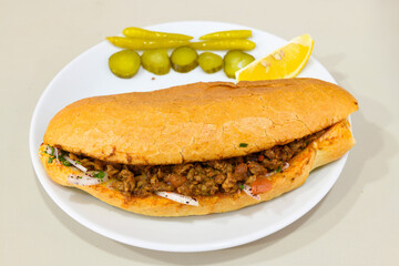 Delicious turkish kebab tantuni .Mersin et tavuk ekmek arasi tantuni,  tantuni durum.