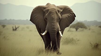 Fototapeta na wymiar elephant in the savannah generative ai