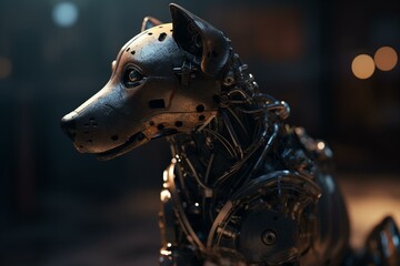 Plakat A cartoon of a robotic canine companion. Generative AI