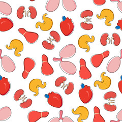 Cartoon human internal organs. Seamless pattern. Inner body parts. Wrapping or gift paper