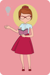 A teacher with a book.