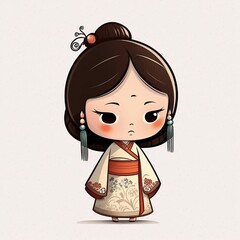 Chinese doll 3d art, clipart, sticker, kawaii, cute, japanese