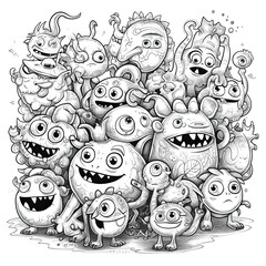 Monster for coloring book. Generative AI