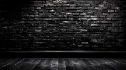 Fototapeta premium Black brick wall dark background for design. Al generated