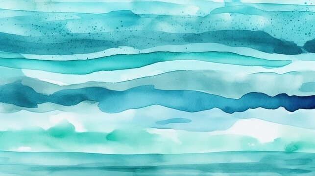 Abstract Watercolor Stripe Background in Aquamarine Blue - Modern Art - Perfect for Invitations and Posters - Generative AI © Alexander Rooss