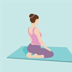 Obraz na płótnie Canvas a girl does yoga on a mat with a kind of abrasion