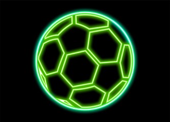 Fototapeta premium football icon neon glowing green on black