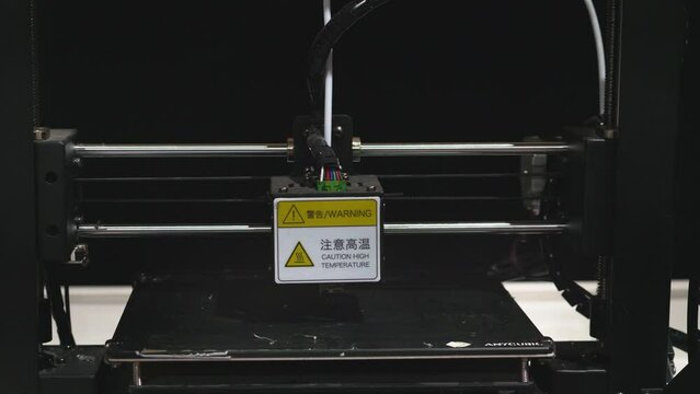The new printer is in operation. HDR. Special equipment for printing in 3d format prints accurately.