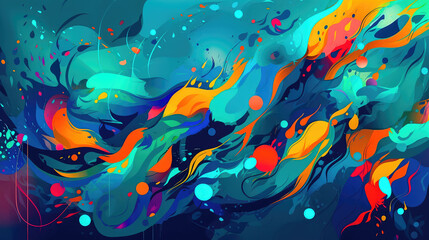 Obraz na płótnie Canvas Abstract Background Blue Fantasy Colorful Graffiti. Generative AI