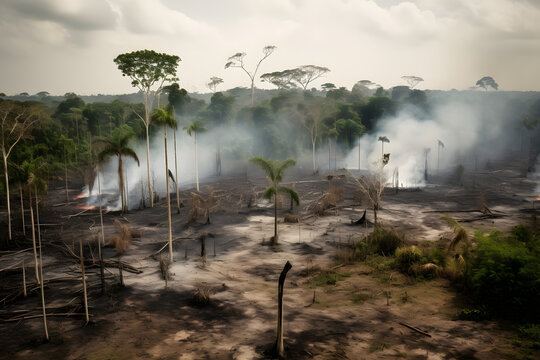 Rainforest destruction by burning