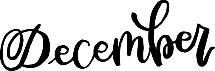 December month hand lettering vector art drawing
