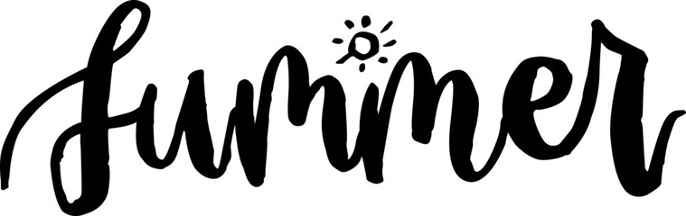 Summer hand lettering vector art drawing