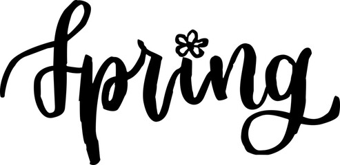 Spring hand lettering vector art drawing