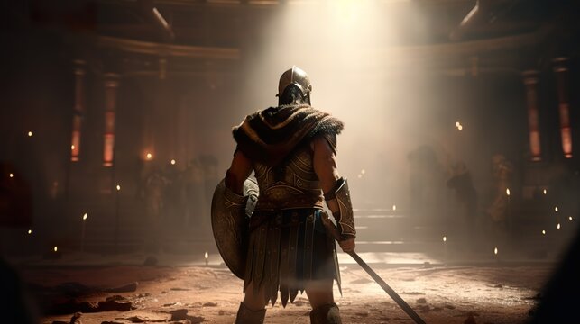 gladiator fighting in the arena (ai generate)
