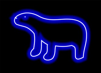 silhouette of a bear neon design on black