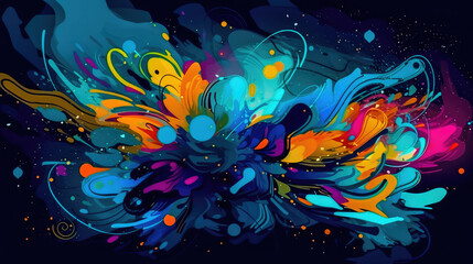 Fototapeta na wymiar Abstract Background Blue Fantasy Colorful Graffiti. Generative AI