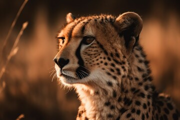 Cheetah in natural habitat with selective focus. AI generated, human enhanced