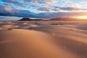 Wall murals Atlantic Ocean Road Panoramic high angle aerial drone view of Corralejo National Park (Parque Natural de Corralejo) with sand dunes located in the northeast corner of the island of Fuerteventura, Canary Islands, Spain.