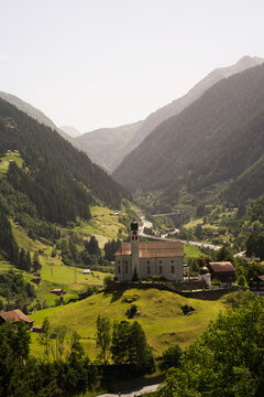 church from wassen at the old gotthard mountain track