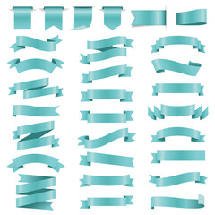 Obraz premium Mint Retro Ribbons Set White Background