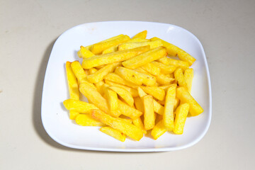 French fries Snack food crispy potato . Fast food or  snacks concept. Patates cips.