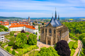 Fototapeta na wymiar View of Kutna Hora with Saint Barbara's Church that is a UNESCO world heritage site, Czech Republic. Historic center of Kutna Hora, Czech Republic, Europe.