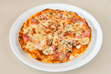 Delicious mixed pizza with rich content. Menu concept of choice and diversity. Karisik pizza