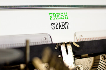 Fresh start and motivational symbol. Concept words Fresh start typed on beautiful old retro...