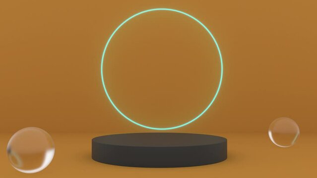 Mockup stage neon led circle blink able to loop 