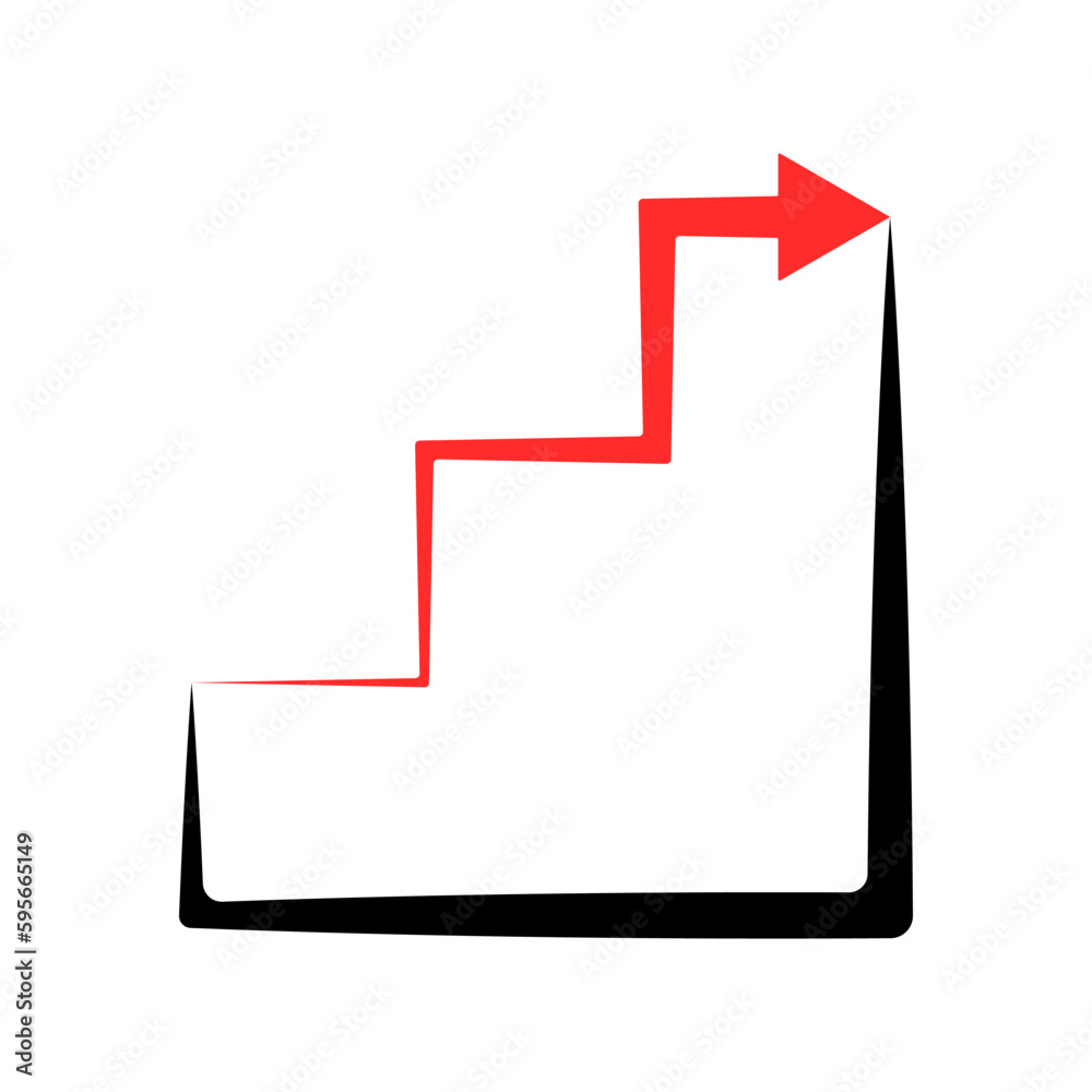 Poster growing graph vector. red rising arrow vector. trading chart vector.