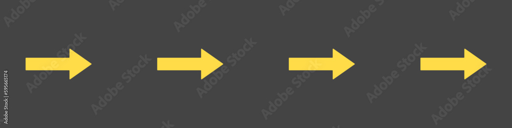 Poster yellow arrows on a gray background vector background. arrow icon on asphalt vector background. empty