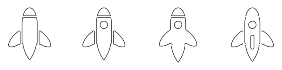 Space rockets vector set. Cute cartoon rockets vector. Set of space shuttle icons. Spaceships vector. Rocket outline vector. Rocket web design concept for websites.