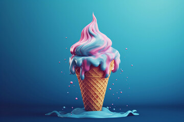 Melting ice cream cone