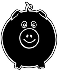cute silhouette of a round cartoon pig design