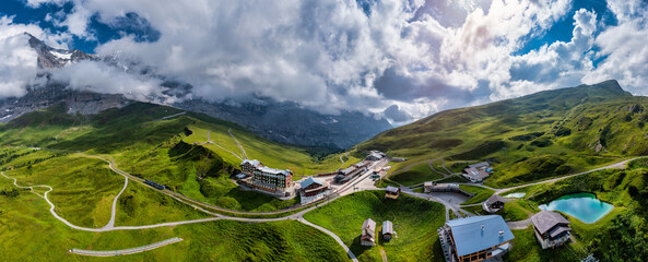 Kleine Scheidegg is a mountain pass at an elevation of 2,061 m, situated below and between the...