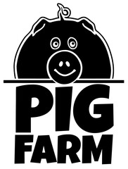 cartoon pig that reads pig farm board sign