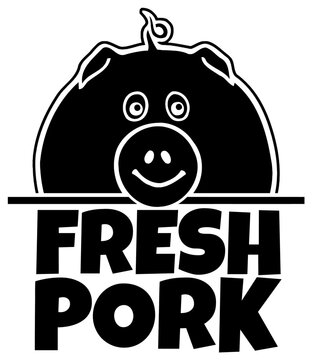 board sign pig with text that reads fresh pork