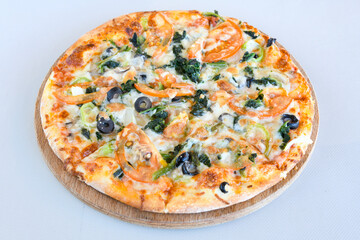 Delicious mixed pizza with rich content. Menu concept of choice and diversity. Karisik pizza