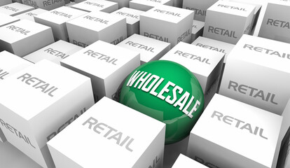 Wholesale Vs Retail Seller Business Model Merchandise Factory Sale 3d Illustration