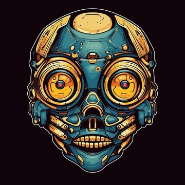 Monster alien robotic face illustrations design, generative ai