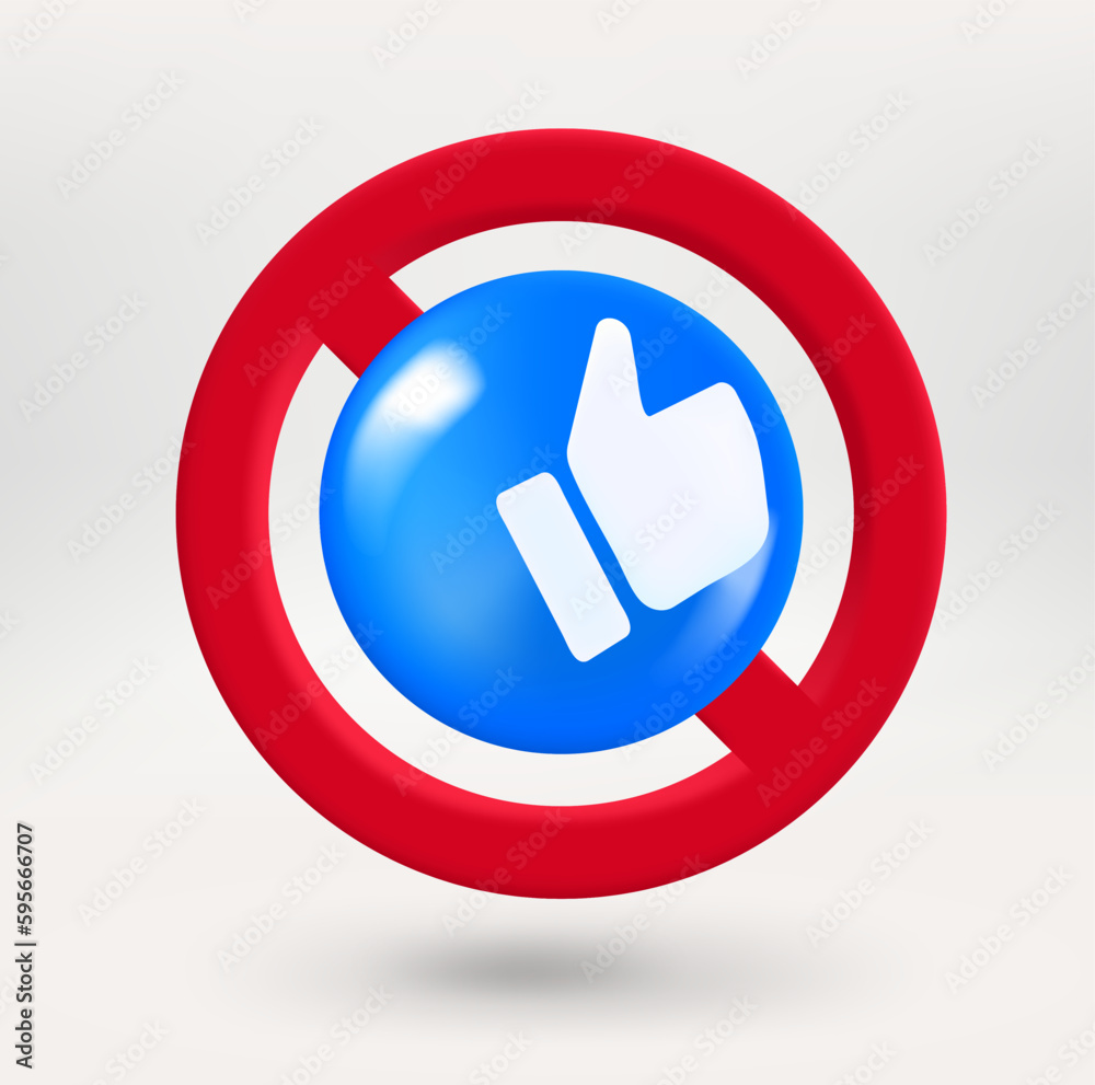 Aufkleber thumbs up emoji in red circle with crossed line. no light concept. 3d vector icon