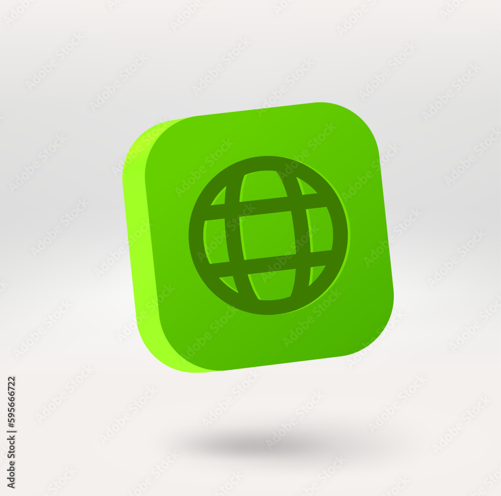 Poster World Wide Web icon. Mobile application icon. 3d vector icon isolated on white background