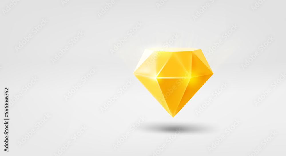 Poster golden gem. 3d vector banner with copy space